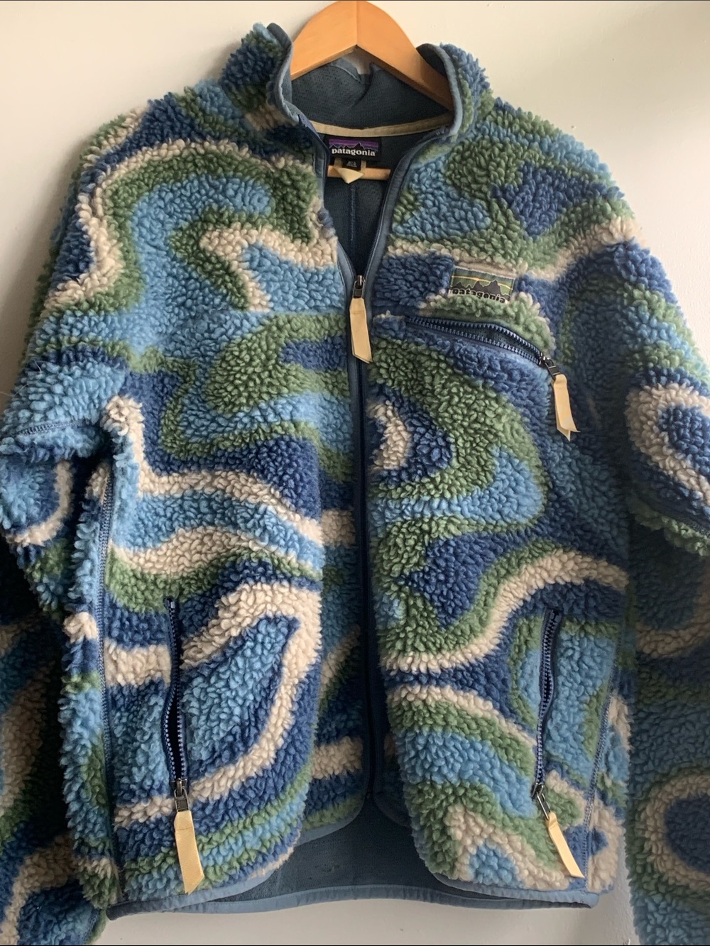 Patagonia Retro Fleece Jacket - Blue & Green Pattern M's M W's L